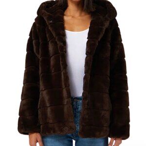 Apparis Brown Faux Fur Hooded Jacket